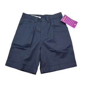 Dickies Shorts Boys 10 Blue Chino Mid Rise Hook Eye Zip Pocket Pleated
